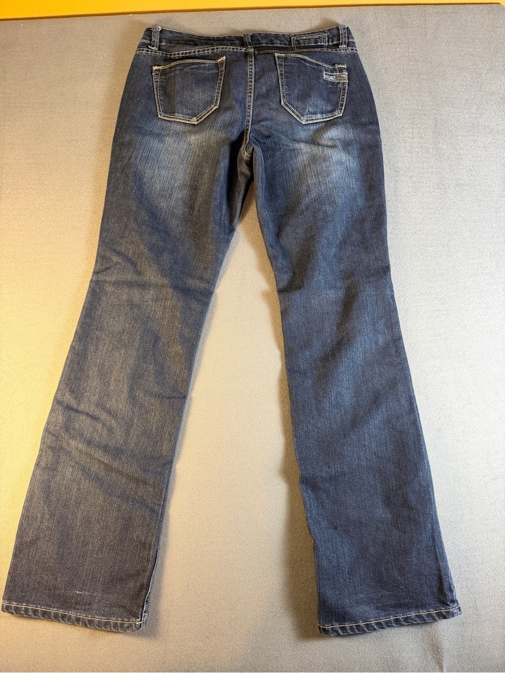 Kensie Women's Blue Flare Jeans with Subtle Fading